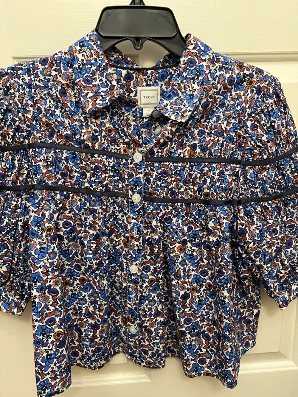 Leandra Shirred Yoke Blouse by Maeve - blue - Picture 7 of 11
